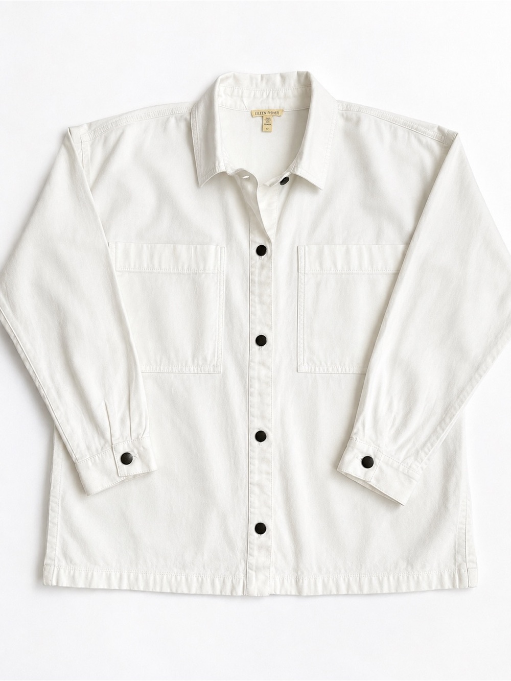 Eileen Fisher Organic Cotton Hemp White Oversized Shacket Shirt Jacket S/P
